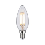 Clear LED candle bulb with E14 base and warm white light for energy-efficient lighting