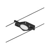 Black LED cable spotlight with round plastic diffuser for modern indoor lighting solutions
