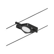Schwarze LED-Seilstrahlerleuchte mit rundem Diffusor aus Kunststoff für moderne Raumbeleuchtung