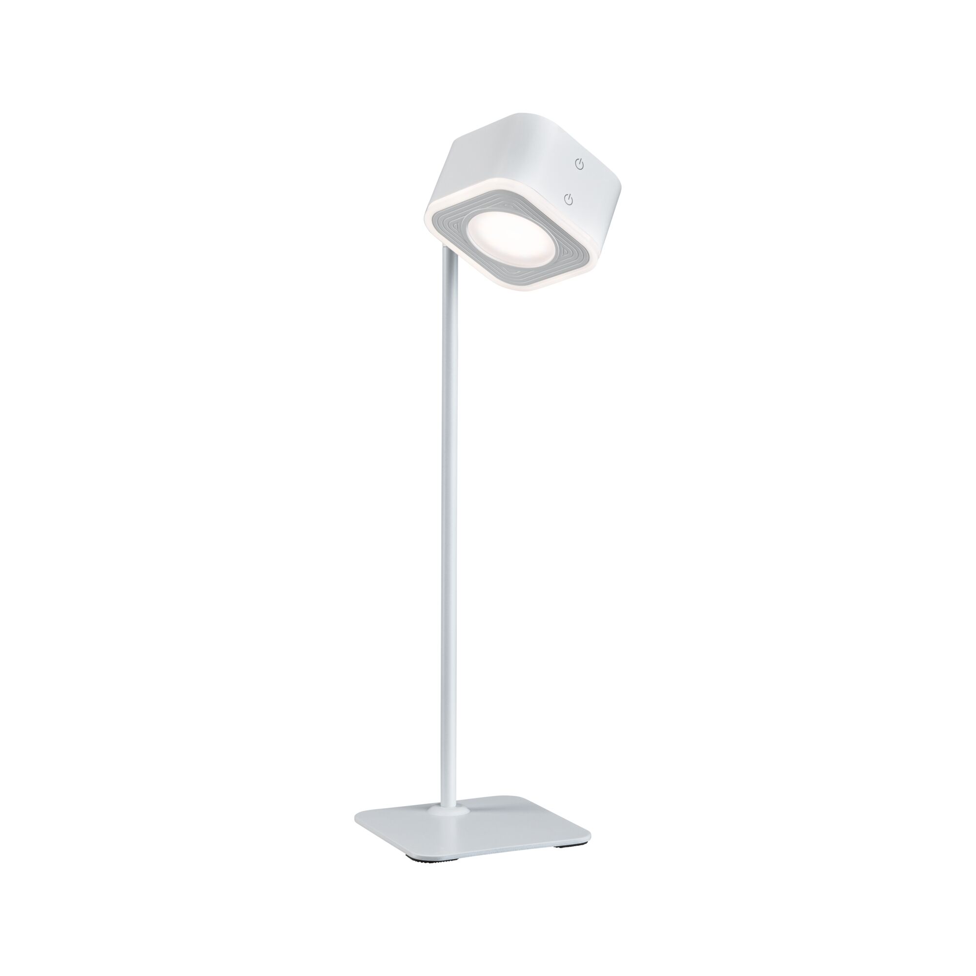 Modern white LED desk lamp with square head and touch switch for stylish home lighting