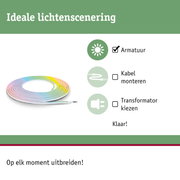 Kleurrijke LED-lichtstrip met flexibele montage en keuze voor transformator en kabel voor verlichting