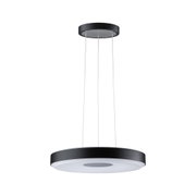 Suspension LED ronde noire moderne avec diffuseur blanc pour un éclairage élégant