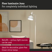 White metal Juna floor lamp with adjustable shade for glare-free decorative lighting in living room