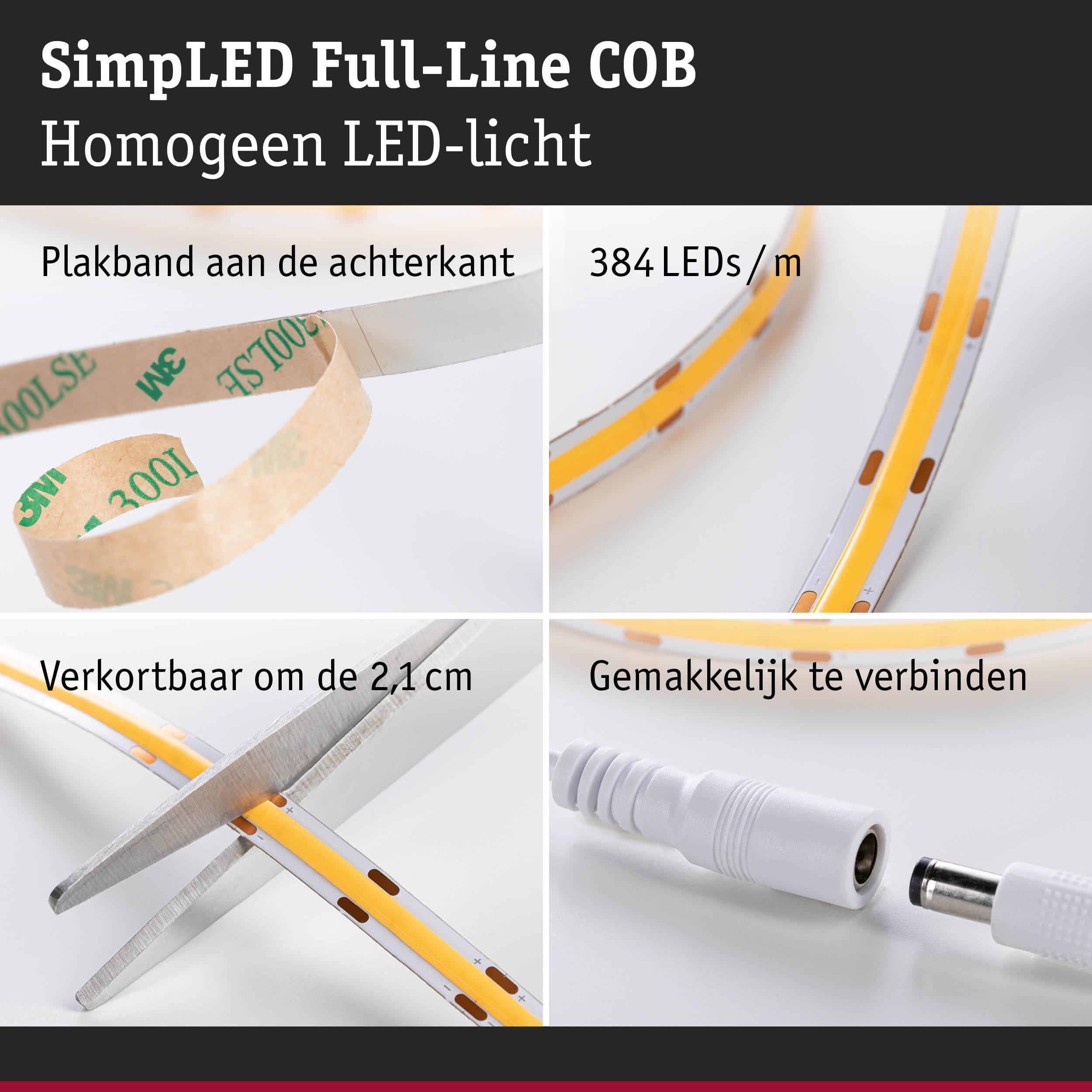 LED-strip met 384 LEDs per meter, zelfklevend, knipbaar om de 2,1 cm, eenvoudig te verbinden