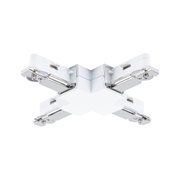 Weißer X-förmiger Verbinder aus Kunststoff und Metall für Schienensysteme, Beleuchtungszubehör