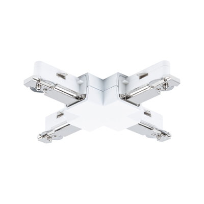 Connecteur en X blanc en plastique et métal pour systèmes d'éclairage sur rail, accessoire d'éclairage