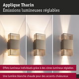 Applique murale Tharin en métal gris avec cônes lumineux réglables et lumière LED blanc chaud