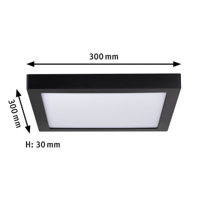 Black square LED panel 300 mm by 300 mm with 30 mm height for modern lighting solutions