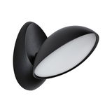 Schwarze LED-Wandleuchte mit rundem, schwenkbarem Leuchtkopf aus Metall für moderne Innenbeleuchtung