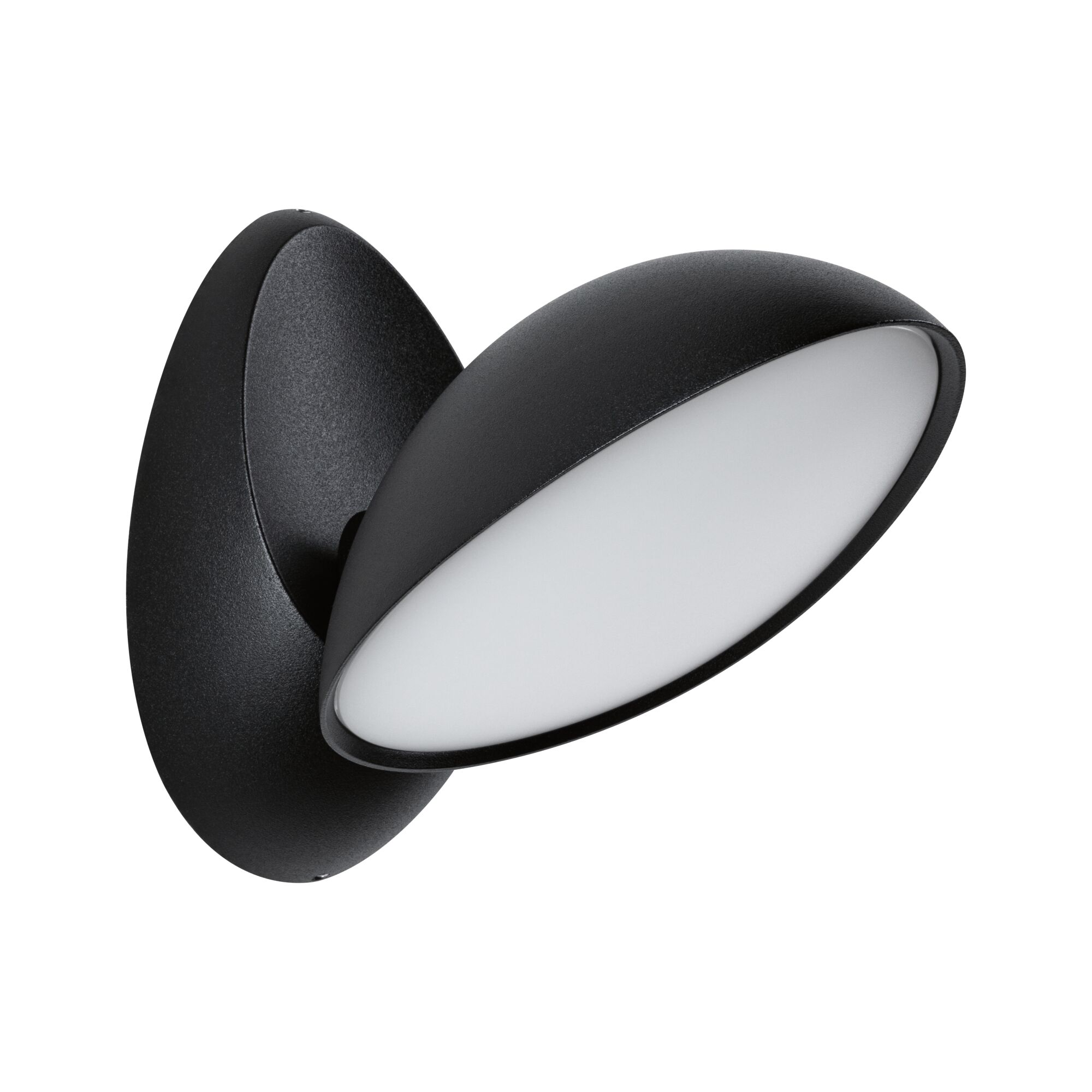 Schwarze LED-Wandleuchte mit rundem, schwenkbarem Leuchtkopf aus Metall für moderne Innenbeleuchtung