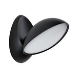 Schwarze LED-Wandleuchte mit rundem, schwenkbarem Leuchtkopf aus Metall für moderne Innenbeleuchtung
