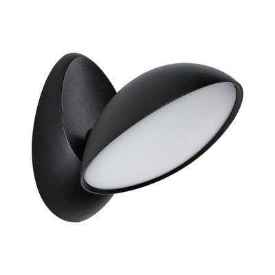 Schwarze LED-Wandleuchte mit rundem, schwenkbarem Leuchtkopf aus Metall für moderne Innenbeleuchtung