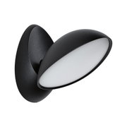 Schwarze LED-Wandleuchte mit rundem, schwenkbarem Leuchtkopf aus Metall für moderne Innenbeleuchtung