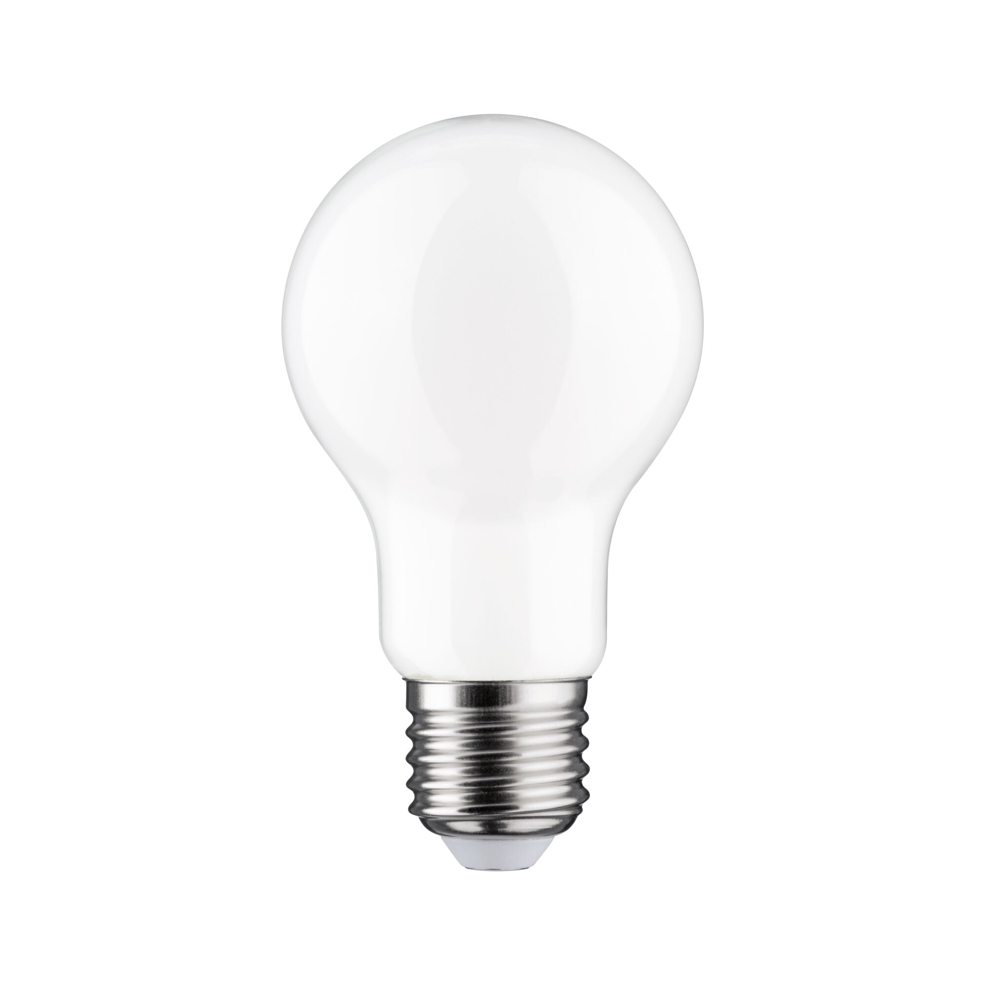 White LED light bulb with metal E27 base and glass for energy-efficient lighting