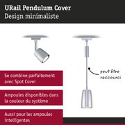 Cache pendule URail minimaliste en métal argenté pour systèmes d'éclairage sur rail modernes