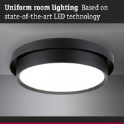 Black LED ceiling light offering uniform room lighting with sleek modern design for indoor use