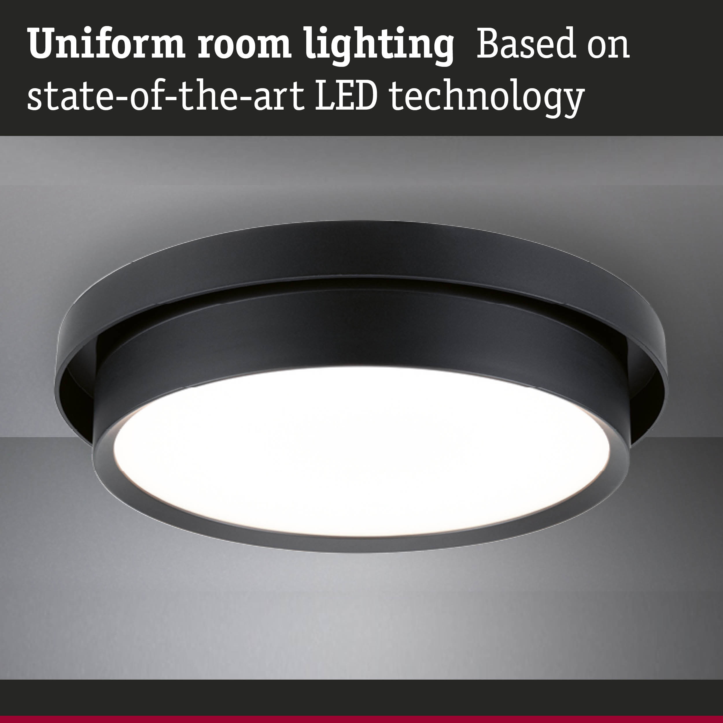 Black LED ceiling light offering uniform room lighting with sleek modern design for indoor use