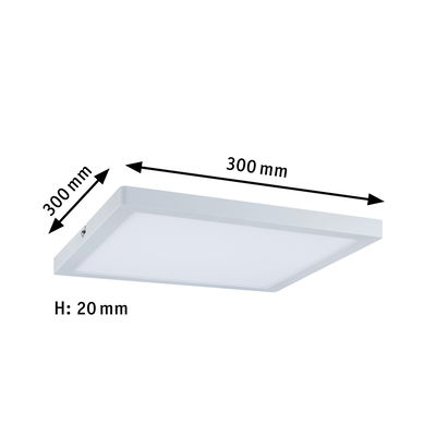 Firkantet hvid LED-loftlampe i plastik, 300x300 mm, slankt design med 20 mm højde