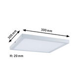 Plafonnier LED carré blanc en plastique, 300x300 mm, design fin de 20 mm d'épaisseur