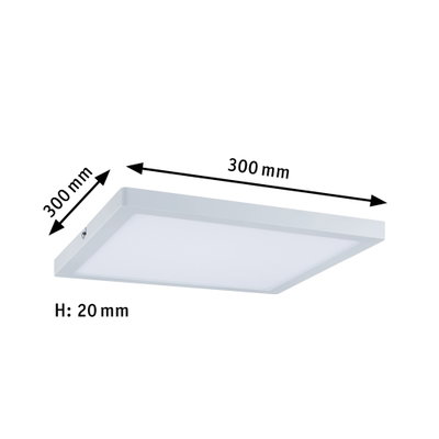 Quadratische weiße LED-Deckenleuchte aus Kunststoff, 300x300 mm, flach mit 20 mm Höhe