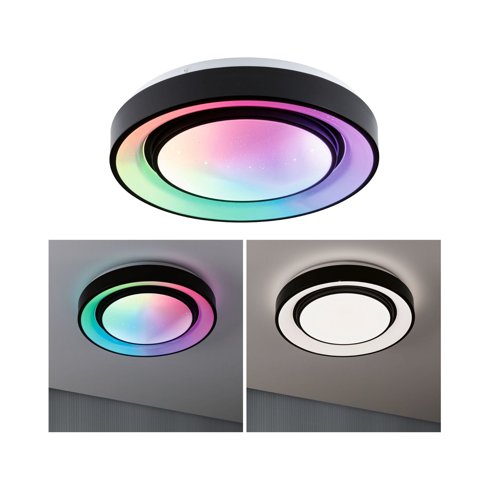 Plafonnier LED Rainbow RGBW 750lm 230V 22W Noir/Blanc