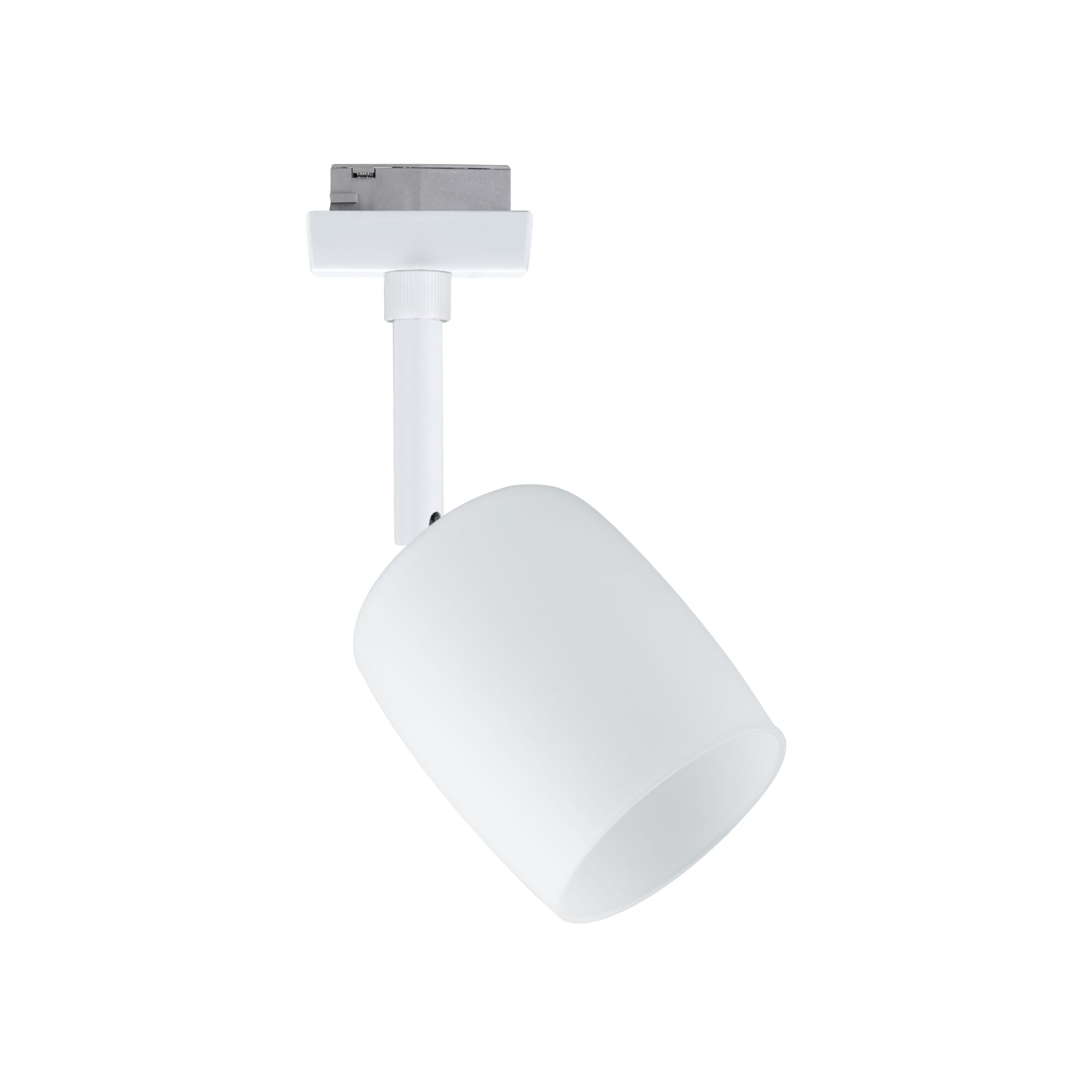 Modern white metal LED spotlight for track systems, perfect for accent lighting in interiors