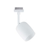 Modern white metal LED spotlight for track systems, perfect for accent lighting in interiors