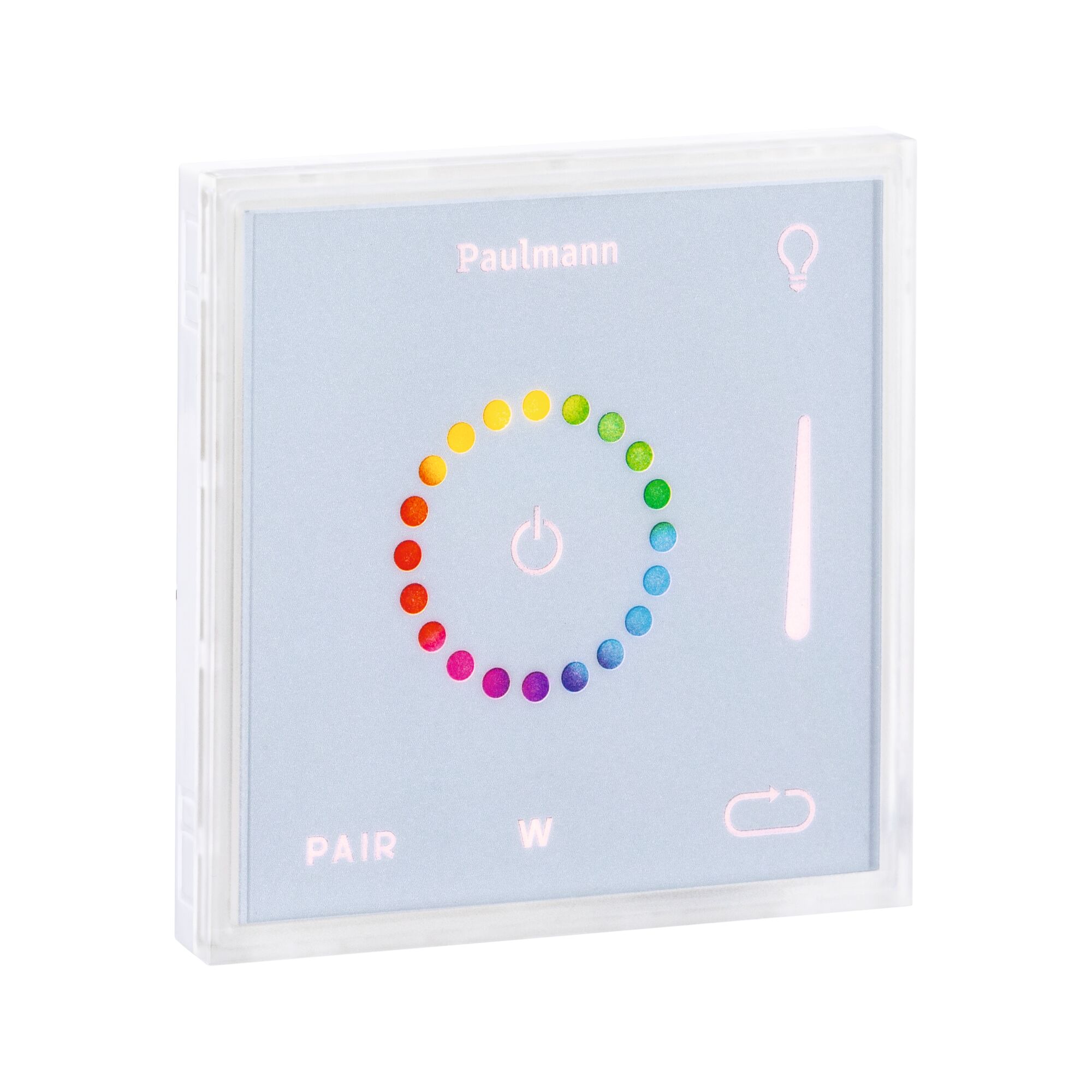 Commande murale LED Paulmann avec anneau tactile coloré et boîtier transparent pour contrôle lumière