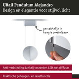 Zilveren URail Pendulum Alejandro LED hanglamp met in hoogte verstelbaar ontwerp en anti-verblindingsdiffuser