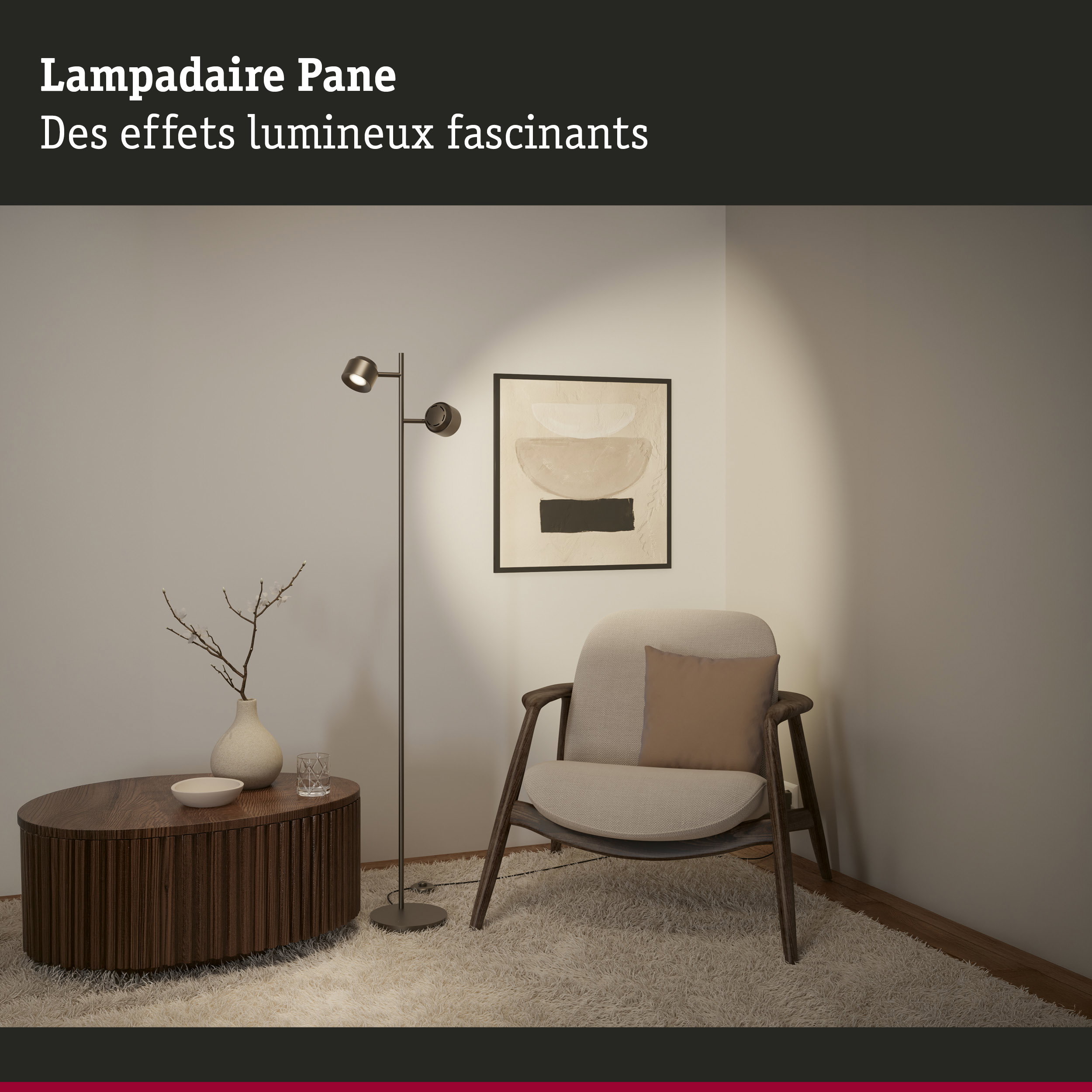 Lampadaire LED Pane 2700K 2x315lm 2x2,2W Titanium
