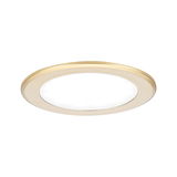 Rundes LED-Einbaupanel in goldfarbenem Aluminium mit weißem Diffusor für moderne Raumbeleuchtung