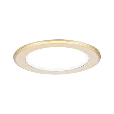 Round gold aluminum LED recessed panel with white diffuser for modern interior lighting solutions