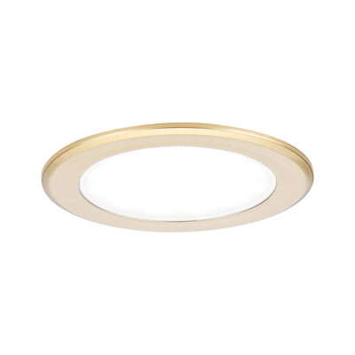 Round gold aluminum LED recessed panel with white diffuser for modern interior lighting solutions