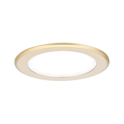 Round gold aluminum LED recessed panel with white diffuser for modern interior lighting solutions