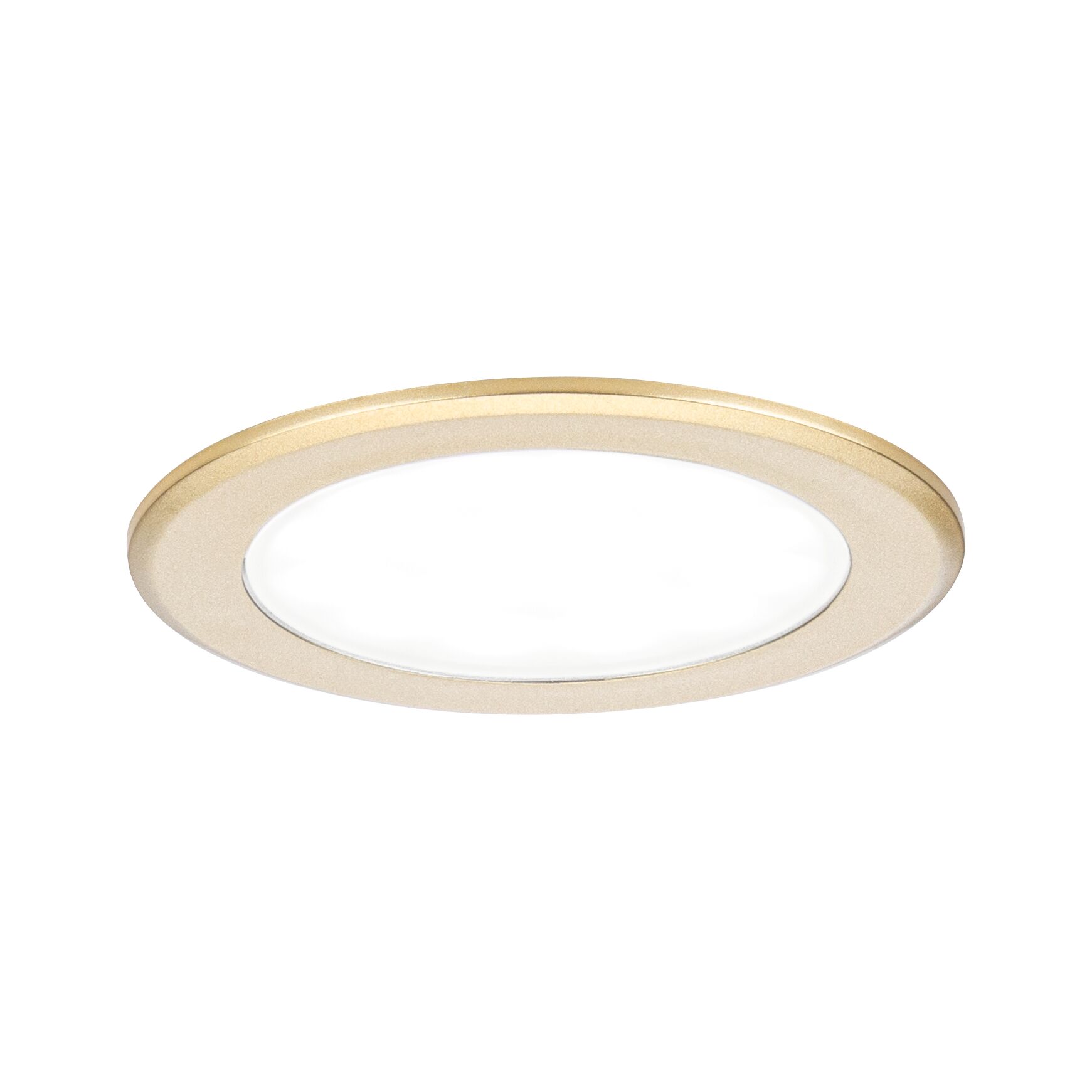 Rundes LED-Einbaupanel in goldfarbenem Aluminium mit weißem Diffusor für moderne Raumbeleuchtung