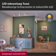 Witte LED-inbouwlamp Tunal met warm wit licht voor nauwkeurige lichtaccenten in industriële stijl