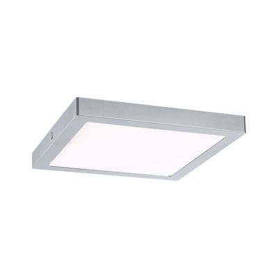 Square LED ceiling light in silver aluminum with white diffuser for modern room lighting