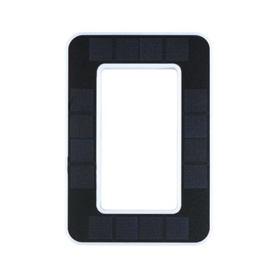 Cadre solaire rectangulaire avec cellules noires et cadre en plastique blanc pour éclairage durable