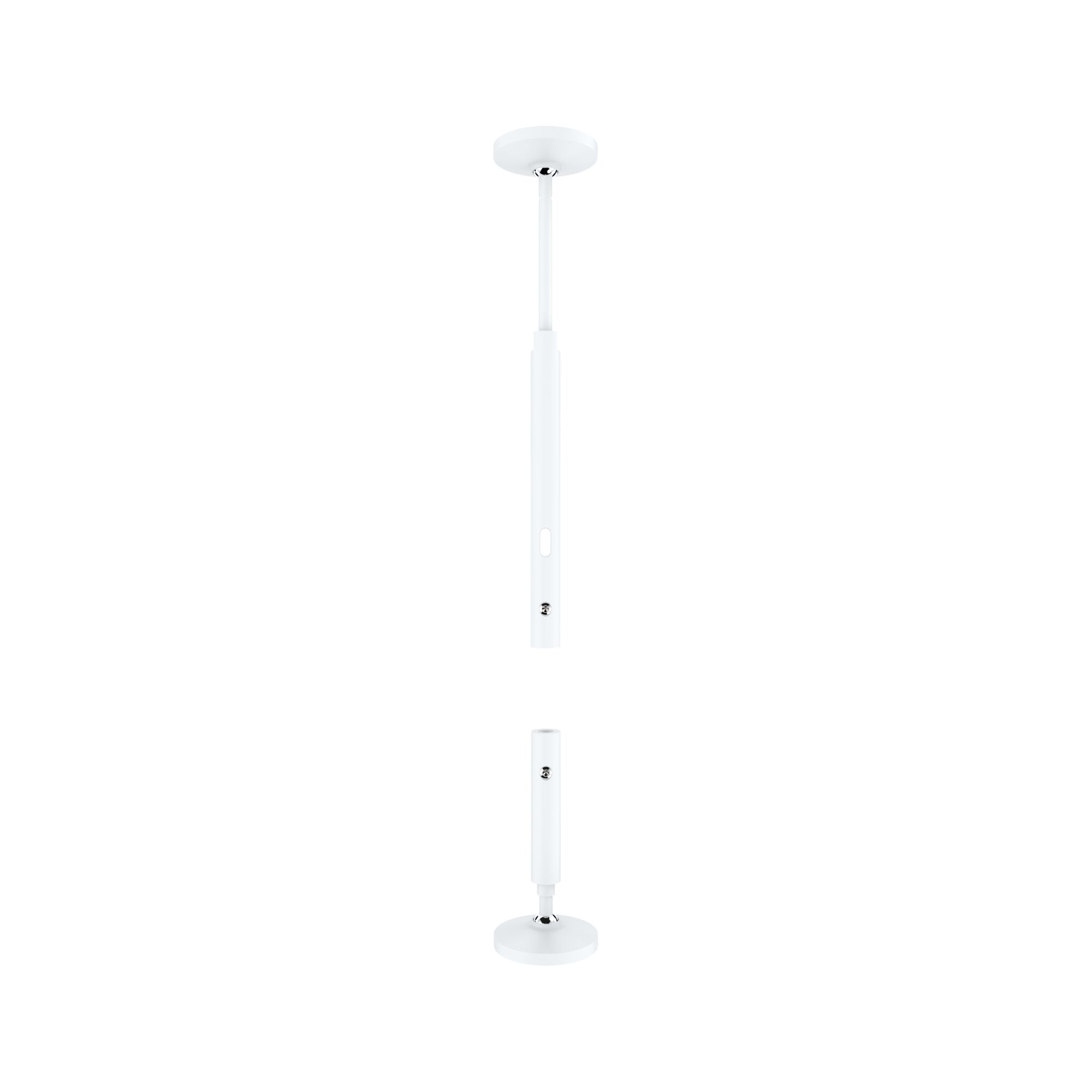 White metal ceiling pendant with chrome details for modern interior lighting