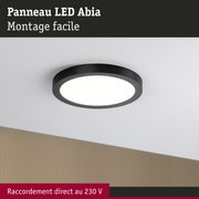 Panneau LED Abia noir avec montage facile et raccordement direct au 230 V