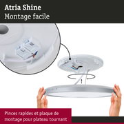 Plafonnier blanc Atria Shine avec clips rapides et plaque de montage tournante facile à installer