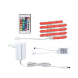 LED-strip set met afstandsbediening, adapter en controller in wit en rood voor kleurverlichting