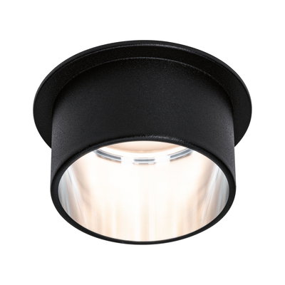 Black metal LED recessed light with round design for modern indoor lighting solutions