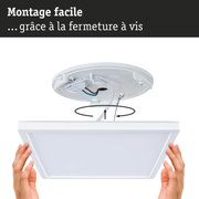 Panneau LED carré blanc avec montage facile par vis et connexion câblée pour éclairage plafond
