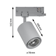 Grey metal LED spotlight 142 mm high, 78 mm diameter for modern indoor lighting solutions