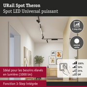 Spot LED URail Theron noir avec fonction de gradation 3 étapes et lumière blanc neutre pour intérieur