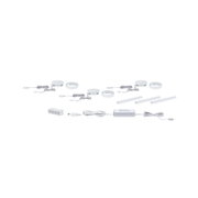 White LED under-cabinet lighting set with round and linear lights plus power supply for versatile illumination