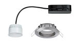 Rundes LED-Einbaustrahler-Set aus Aluminium in Silber mit schwarzem Anschlusskabel für Innenbeleuchtung