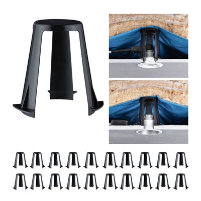 Schwarze Kunststoff-Halterung für Einbauleuchten, Montagehilfe für LED-Deckeneinbauleuchten.