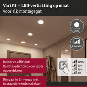 VariFit LED-inbouwspots in neutraal wit, 3-traps dimbaar met wandschakelaar voor grote ruimtes